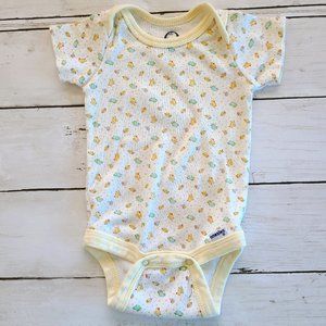 ♡ 5/$20 - Gerber Unisex Chicks Turtle Print Yellow Short Sleeve Bodysuit 0-3mo.